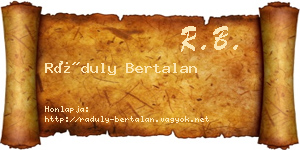 Ráduly Bertalan névjegykártya